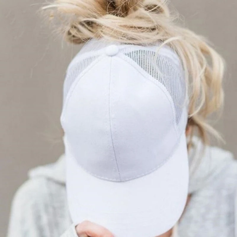 2024 nuovo berretto da Baseball coda di cavallo cappello nero regolabile da donna estivo berretto disordinato berretto Casual in rete Snapback da ragazza in cotone