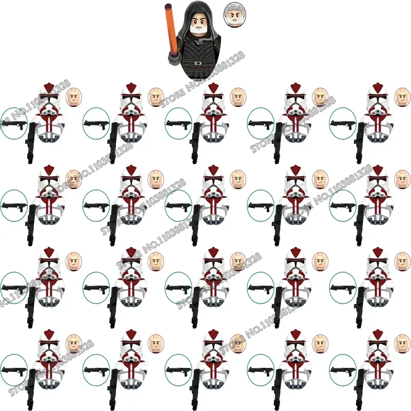 

Star Wars Minifigure 21pcs/Set 501st Clone Trooper Building Blocks Set Captain Vaughn Figurines Wrecker Bricks Toys