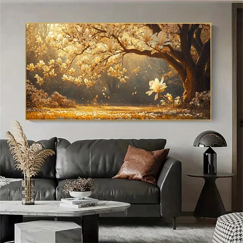 

Golden Flower Tree Peaceful Forest Landscape Diy Diamond Painting Jewelry Cross Stitch Diamond Art Crystal Mosaic Home Decor