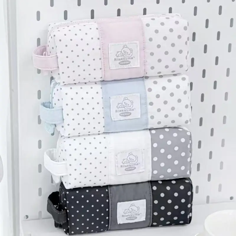 Niedliches Polka-Dot-Federmäppchen mit großem Fassungsvermögen und Griff, tragbare Aufbewahrungstasche, Kosmetiktasche, Schreibwaren-Organizer – Detail 1