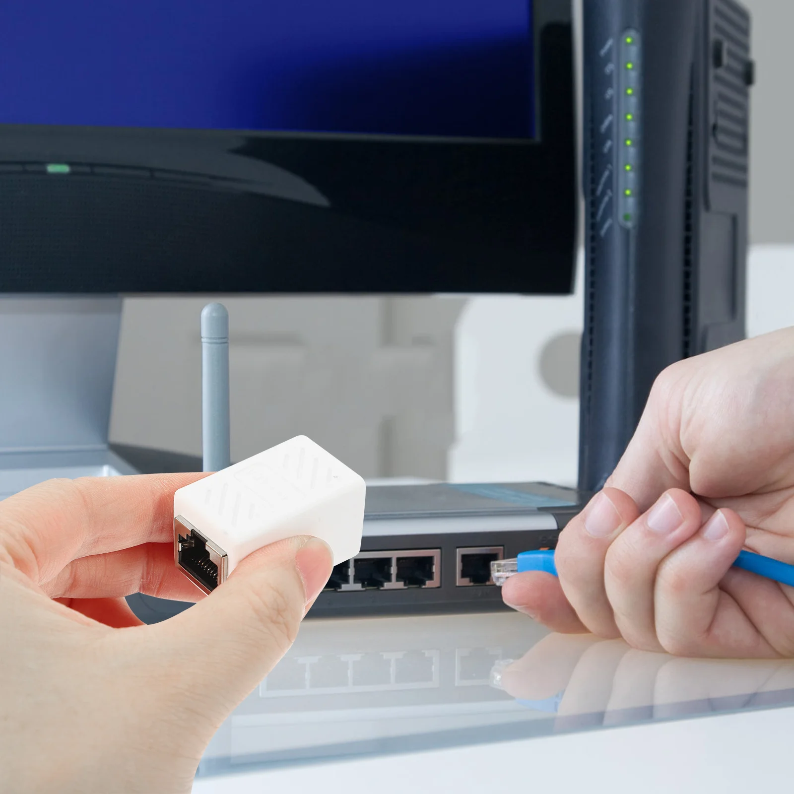 2 uds conector Ethernet 5E Cat 5 Cat 6 acoplador hembra a hembra para descargas de alto transmisión para compartir archivos