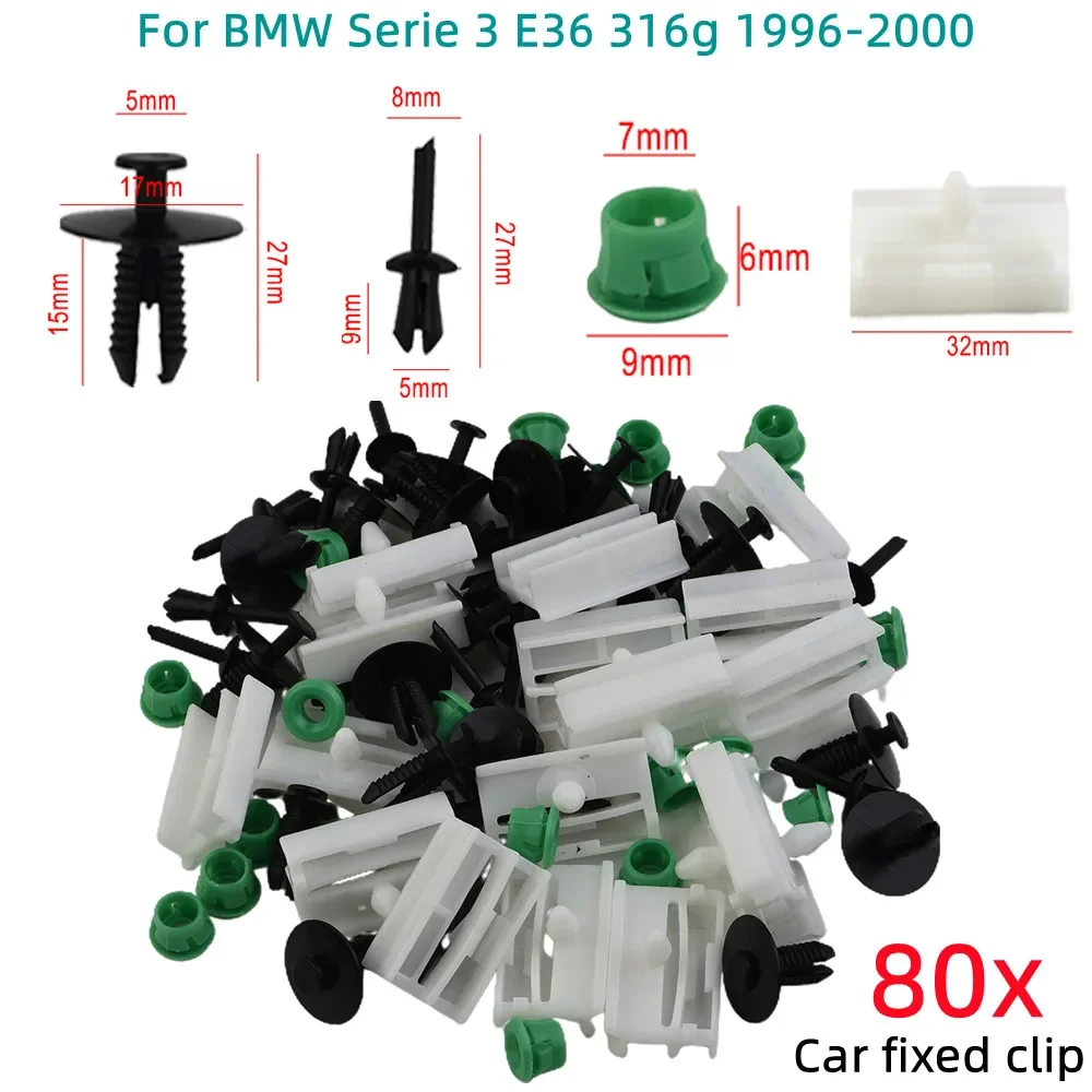 80Pcs Side Sill Skirt Clips Car Door Interior Dashboard Dash Trim Moulding Clips For BMW Serie 3 E36 316g 316i 318i 318is 318tds