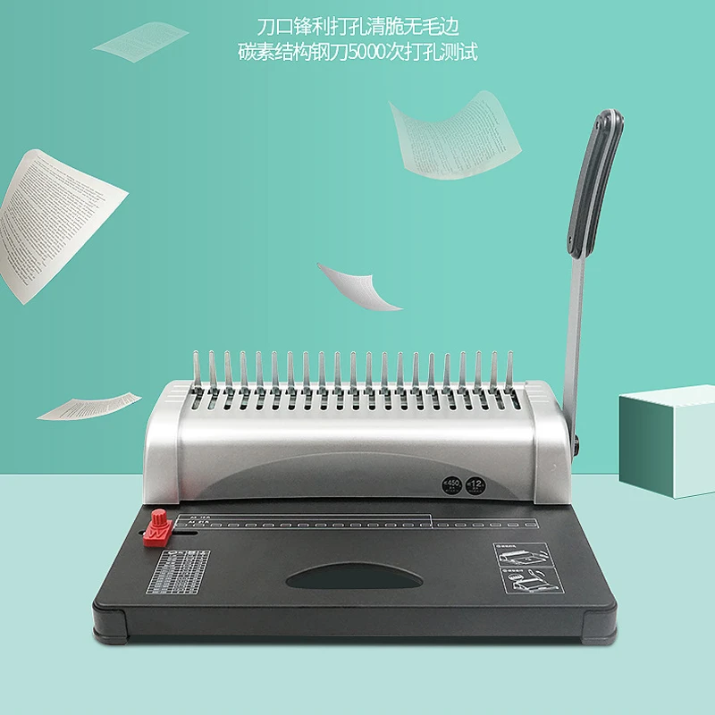 New Binding Machine Comb Binding Machine 21Holes Binding 450 Sheets Book Binder Machine with 100 PCS 3/8'' Comb Binding Spines