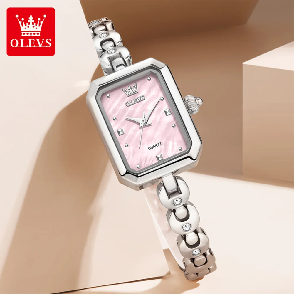 OLEVS 3665 Ladies Watch Elegant Fashion Quartz Watches Waterproof Luminous Bracelet Strap Square Ladies Watch Gifts Reloj Mujer