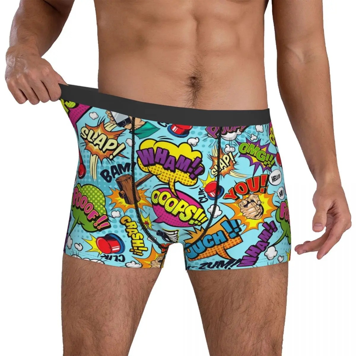 Boom Seamless Comics Underwear Soft Trend Underpants Printed Boxer Brief For Men 3D Pouch Plus Size Boxershorts