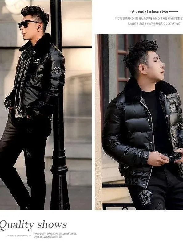 

Men's Casual Outdoor down Jaet 2025 Winter Season Removable Fur Collar Versatile Sli Lightweight Polyester Fabric