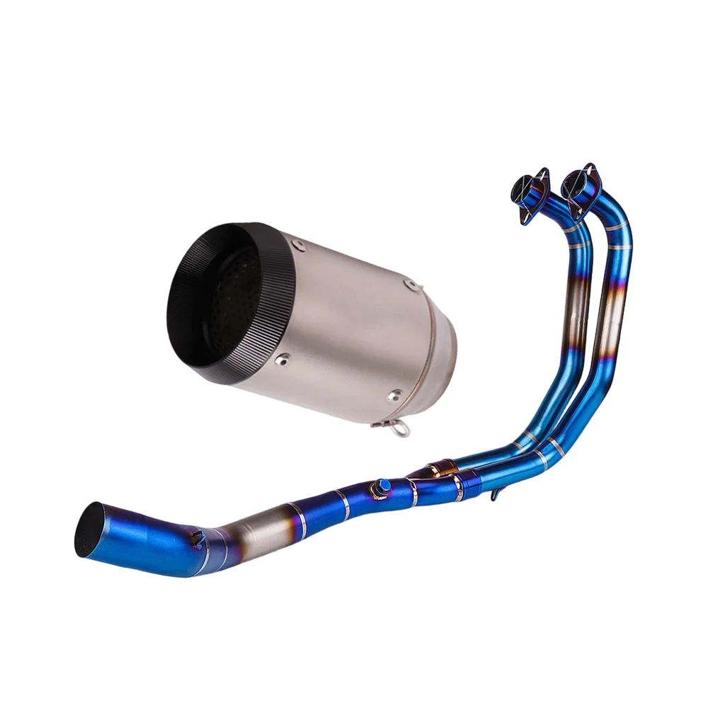 Auspuffsysteme für Yamaha YZF R3 2021-2024 MT-03 Auspuffkrümmer Blau Komplettes System Schalldämpfer Auspuffrohre – Detail 2
