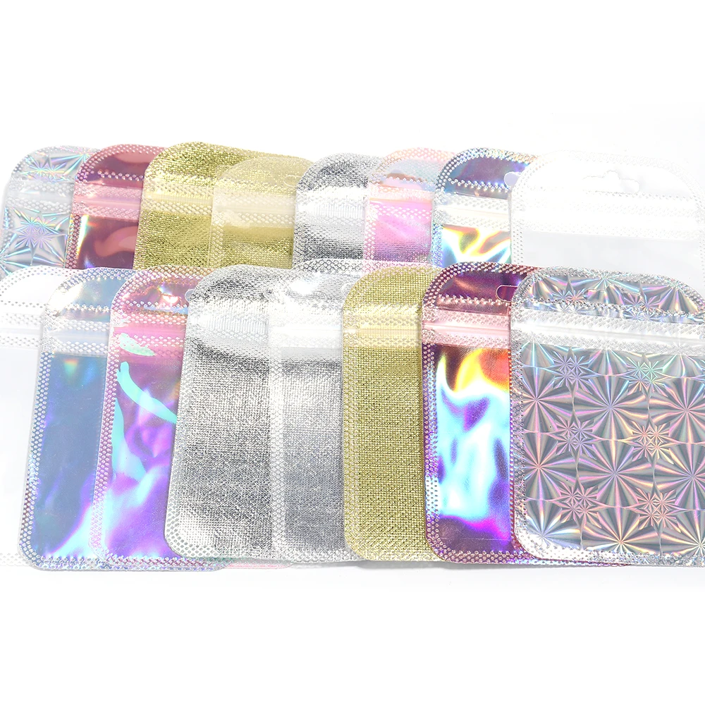 20Pcs/Pack Multi Size Dazzling Laser Colored Non-Woven Fabric Jewelry Nail Packaging Bag Composite Bag For Storage Accessories