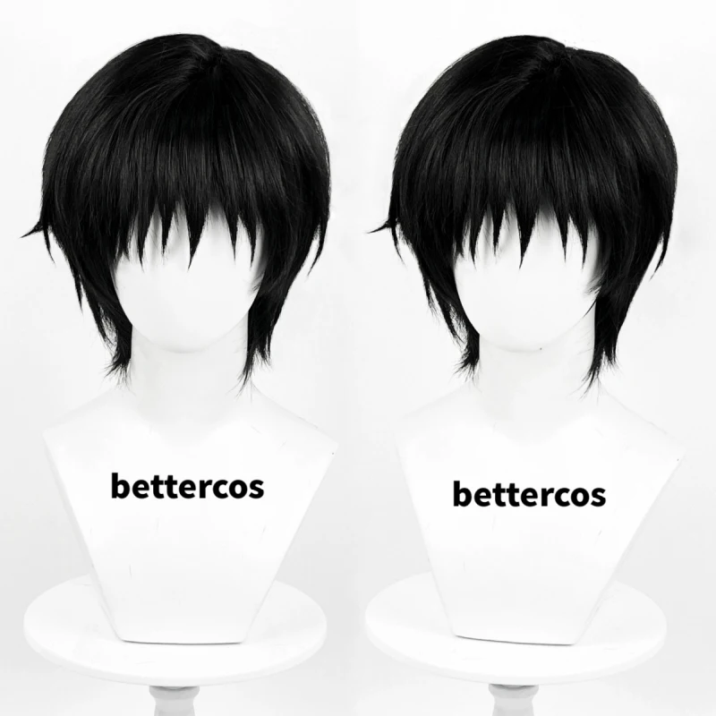 Anime Toji Fushiguro Cosplay Wig Short Black Heat Resistant Synthetic Hair Wigs + Wig Cap