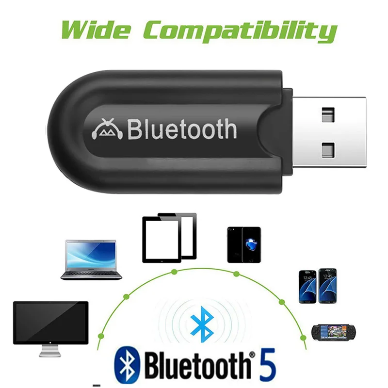 USB Bluetooth 5.0 Receiver Wireless Bluetooth Adapter 3.5mm AUX Jack Wireless Transmitter For PC Car Music TV PC Headphones Home