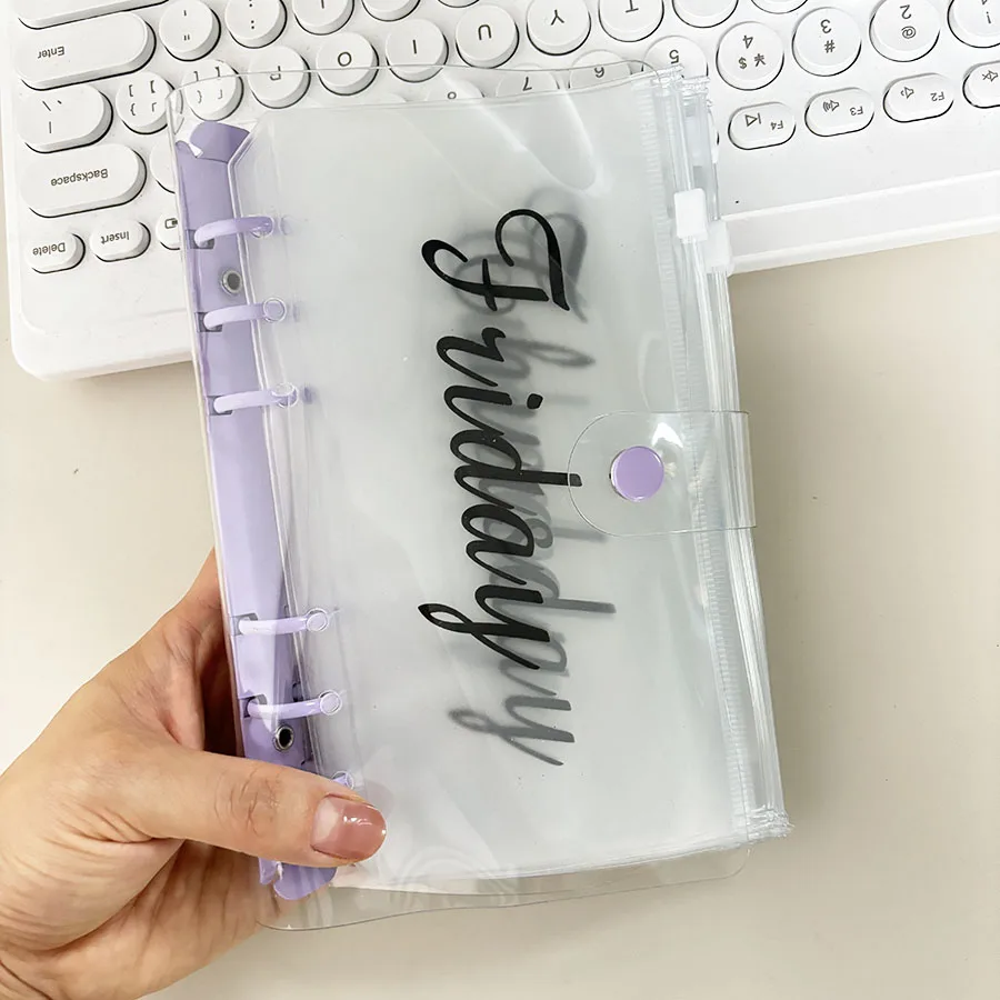 مجموعة واحدة من SKYSONIC مجموعة مخطط الميزانية A6 Macarone Binder، 7 قطع أكياس بسحاب أسبوعي، كتاب منظم مجلة أوراق الشجر السائبة