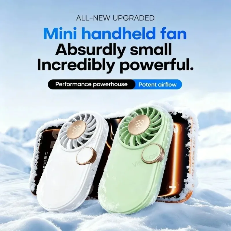 Portable Handheld Compress Fan 5 Speed Wind Digital Display Mini Cooling Fan For Outdoor Travel Camping Summer Cooling Accessory