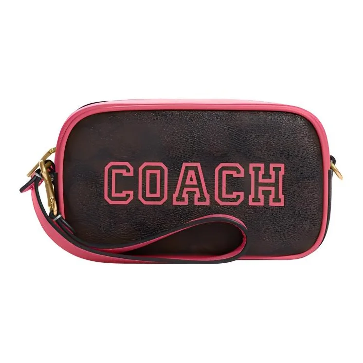 COACH Jamie Artificial Leather Clutch Handbag Small Women's Brown & Watermelon CB851-IMUOE