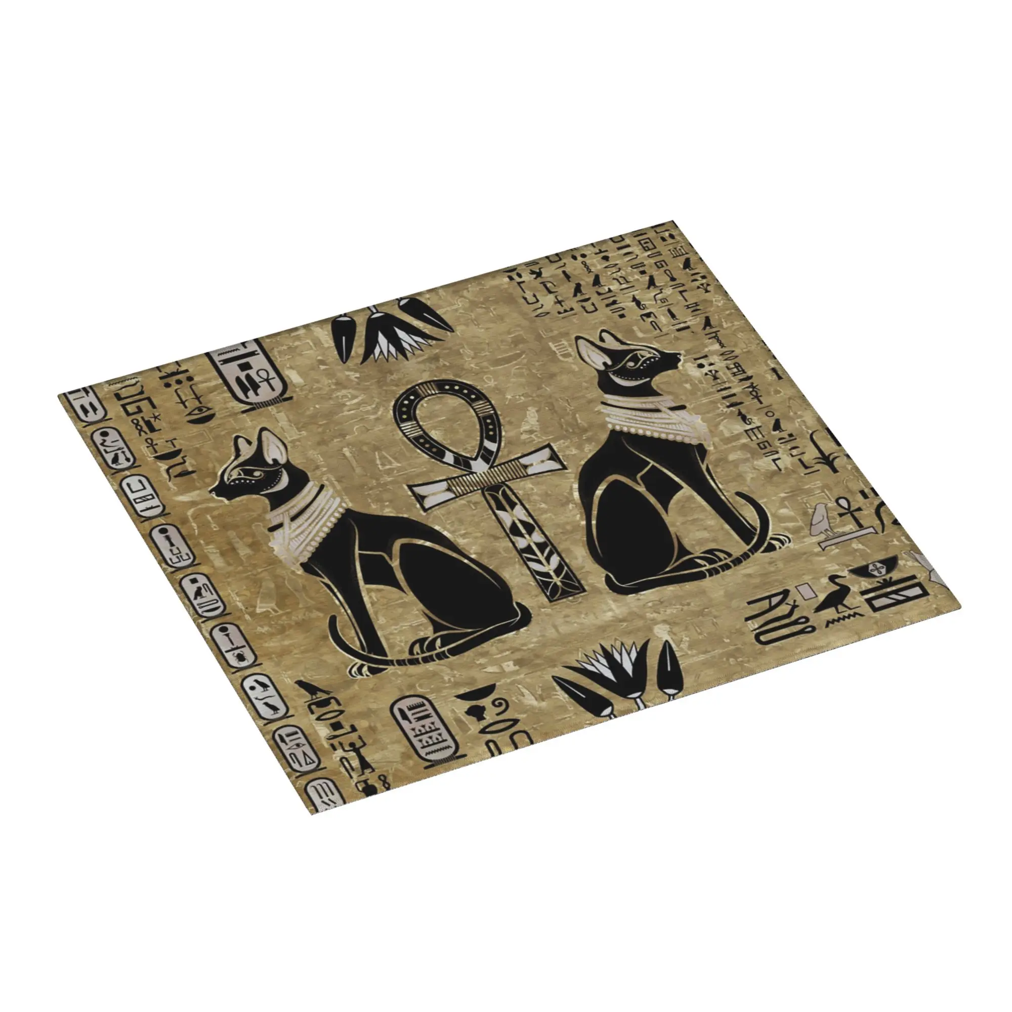 Drying Mat For Kitchen Bastet Barware Tableware Oil Proof Reusable Egyptian Cats And Ankh Cross Washable Kitchen Sink Drying Pad