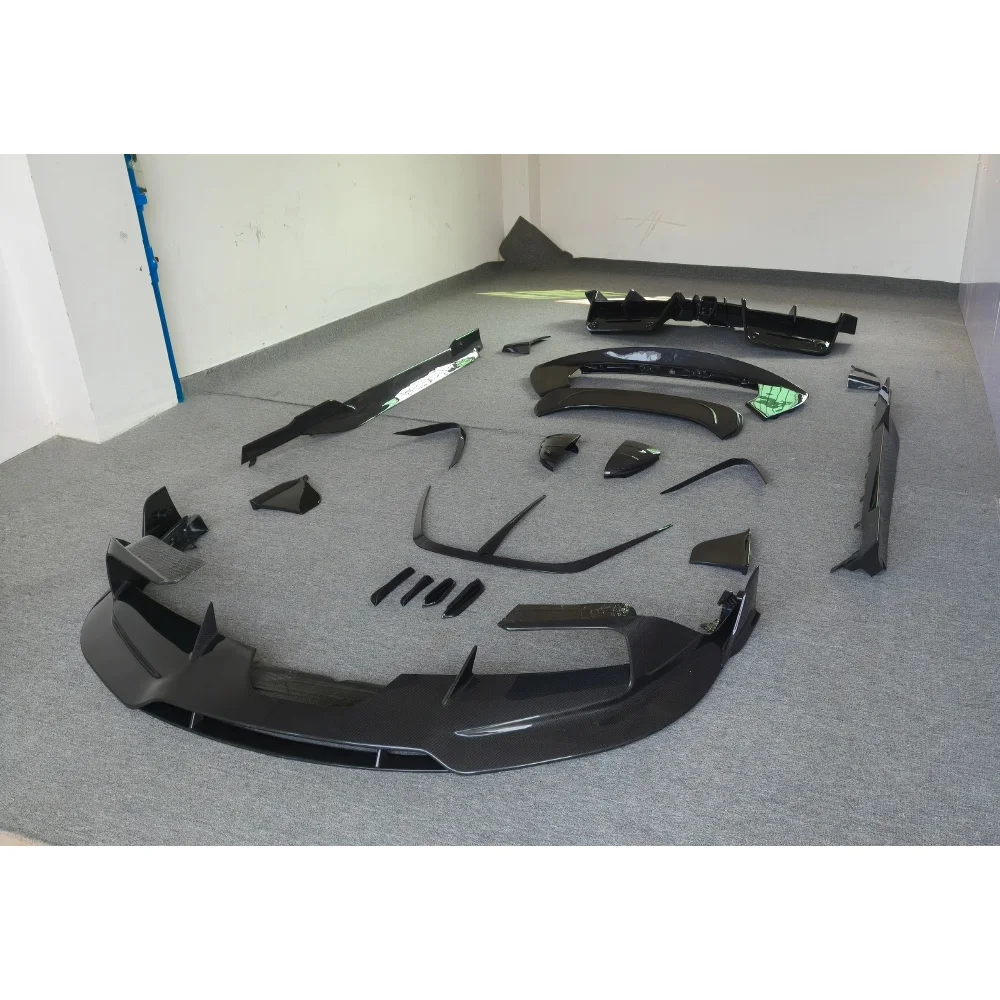 For M-style Dry Carbon Fiber Front and Rear Diffuser, Tail Wing, Side Skirt Body Kit Suitable for SF90