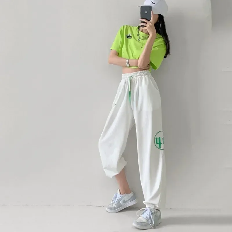 

Korean Y2K Streetwear Jogging Sweatpants Women Harajuku Sports Pants Oversized Hip Hop Letter Harem Pant Jazz Dance Pants