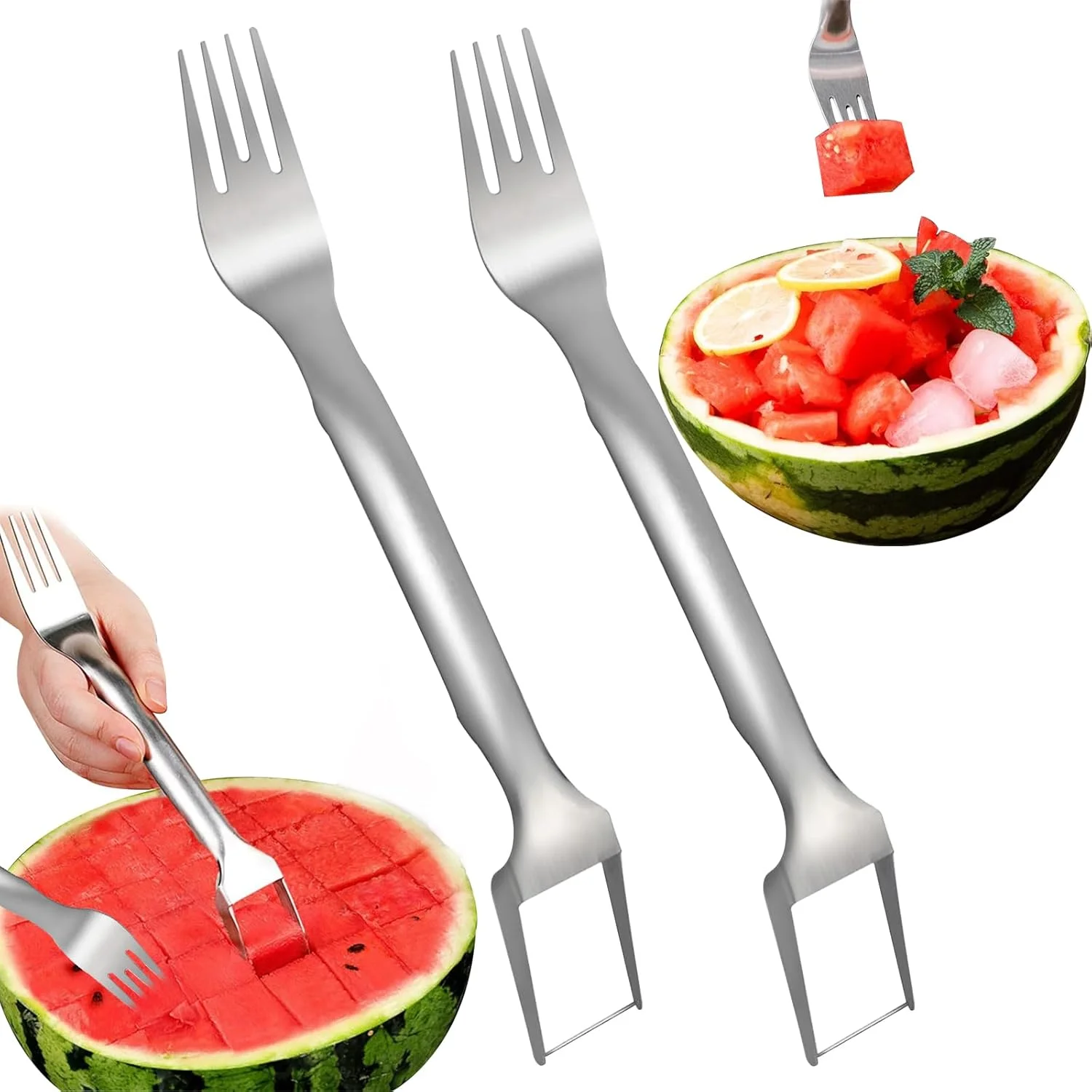 

2-in-1 Watermelon , Stainless Steel Fruit , Watermelon Slicer, Portable Watermelon Fork, Watermelon Cutting Tool