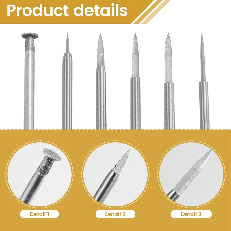 Wood Carving Drill Bits Set For Rotary Tool 6Pcs Engraving Drill Accessories Bit Wood Crafts Grinding Tool 3Mm