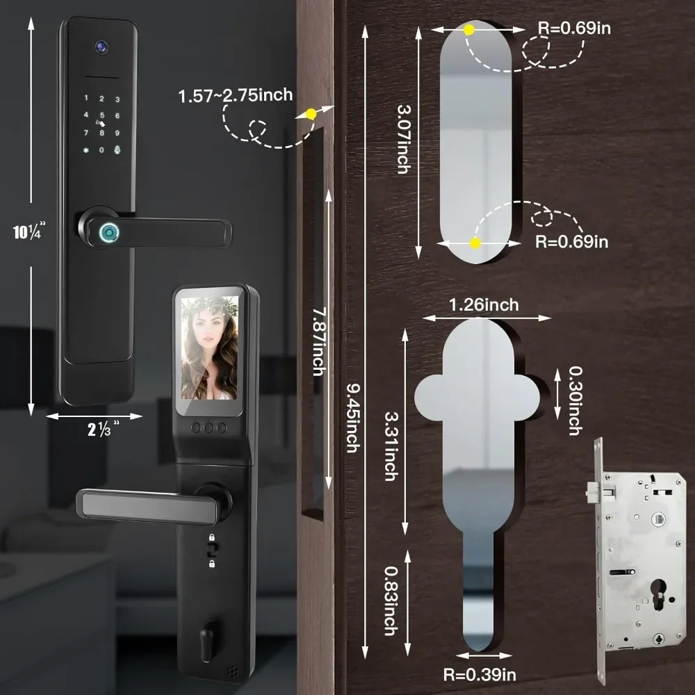 Imagem -02 - Smart Door Lock com Monitor Câmera Wi-fi Campainha Video Call Bloqueio do Teclado Impressão Digital Entrada Keyless Controle App em 1