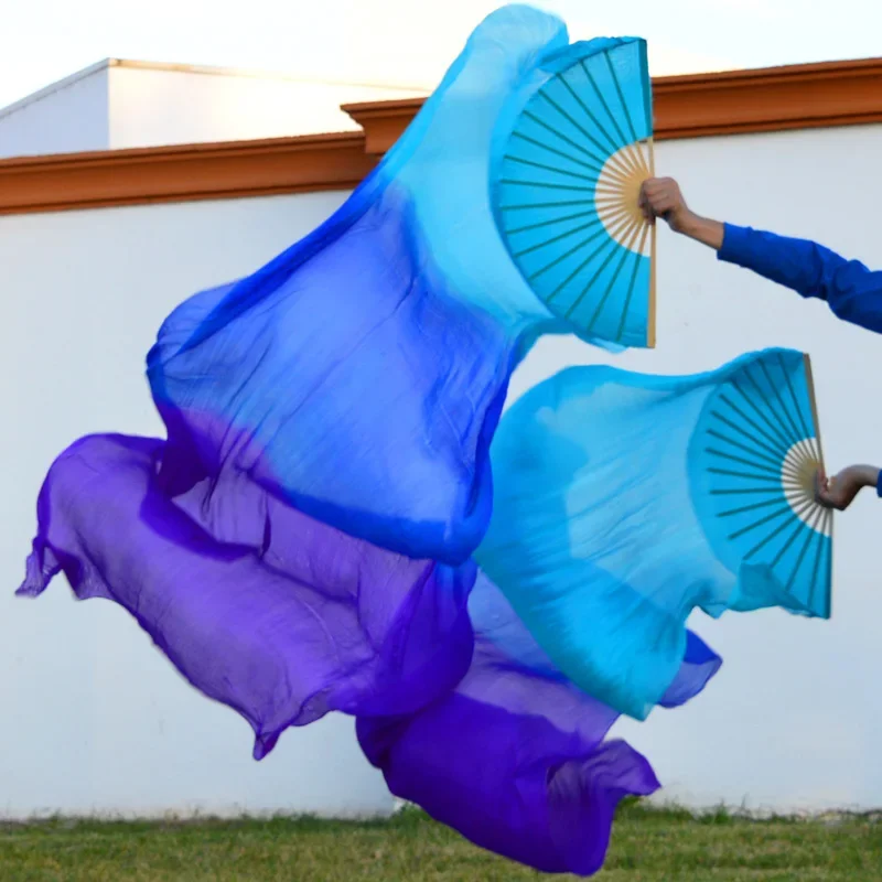 Фанаты танца живота из 100% натурального шелка/вискозы, с левой и правой рукой, 150/180 х90 см