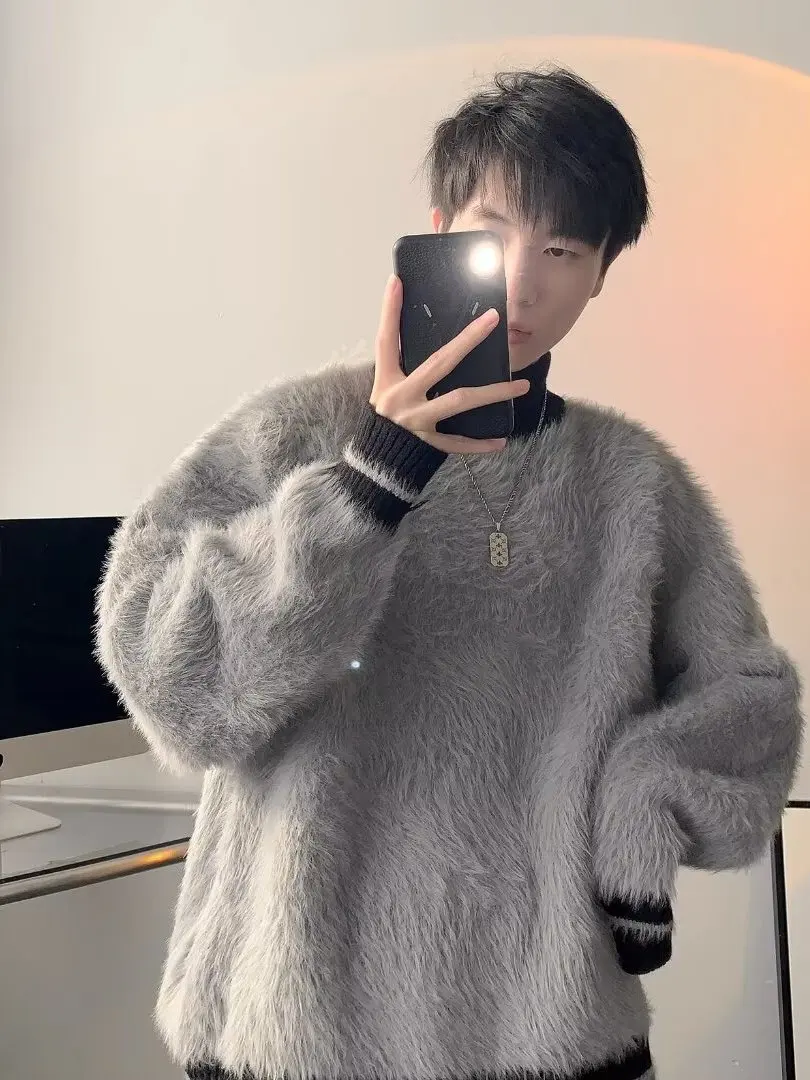 

Couples Knitted Sweater Loose Fit f High Collar Men's Autumn Casual Comfortable Thiened Camere Warm Faionable Base L...