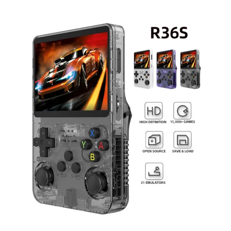 R36S Handheld Video Retro Game Console Linux System 3.5Inch IPS Screen R35s Pro Portable Pocket Video Player 64G 128G
