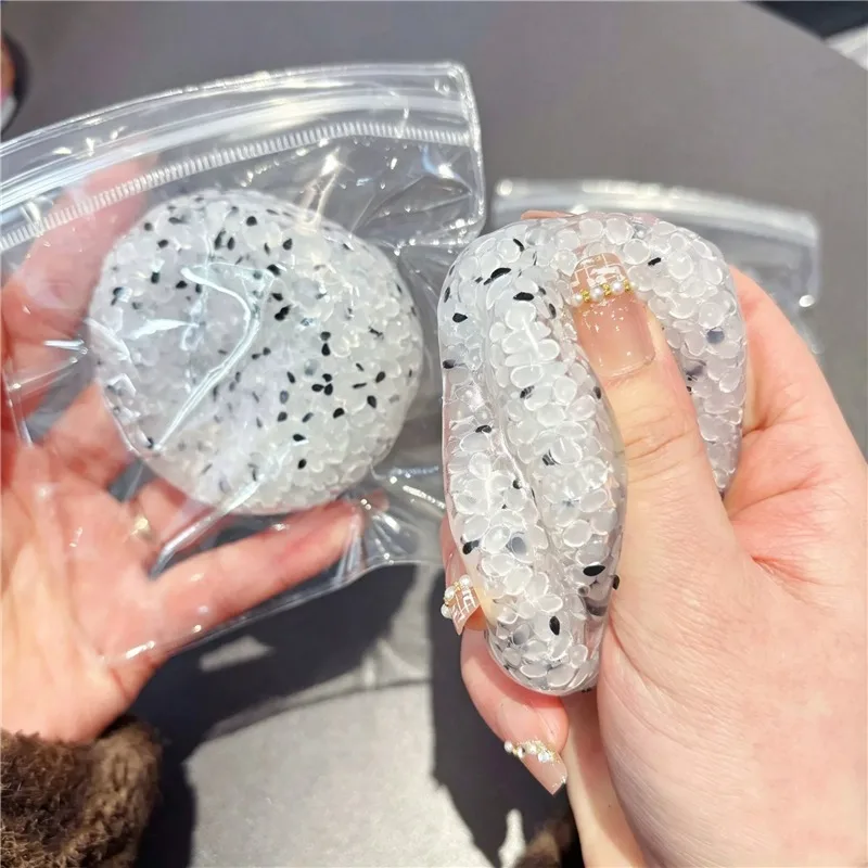 Rice Grain Crinkle Stress Squeeze Ball Handmade Squishy Stretchable Moldable ASMR Fidget Toy For ADHD Anxiety Sensory Relief