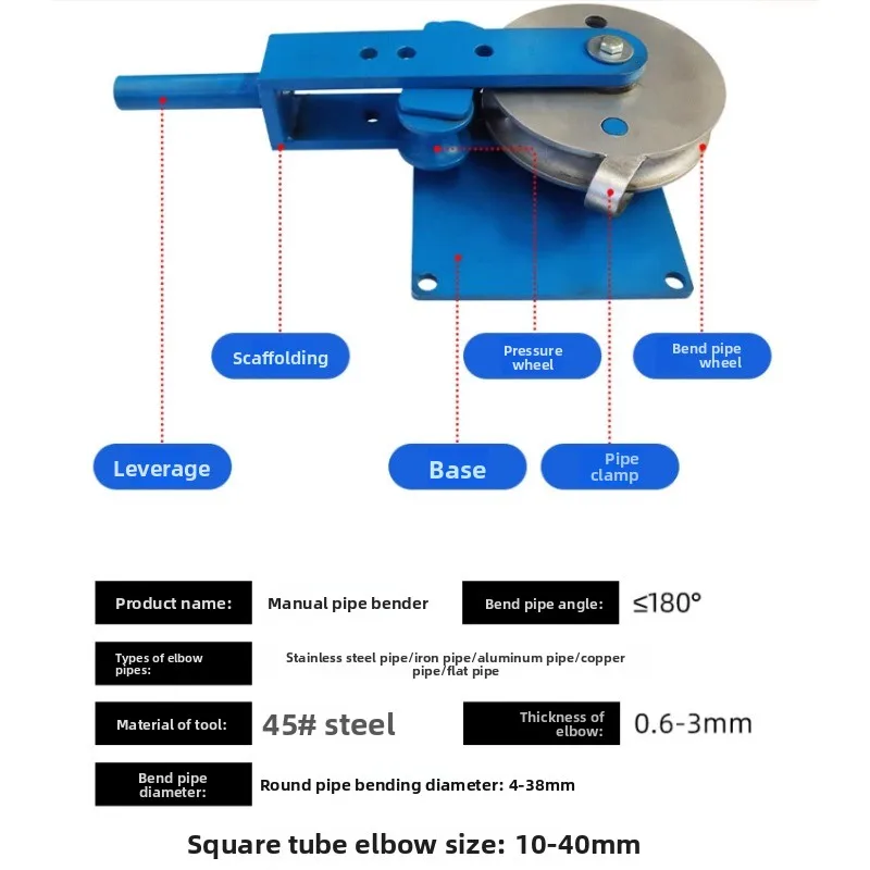 Manual Tube Bender Hydraulic Pipe Bending Machine for Square Round Aluminum Iron Metal