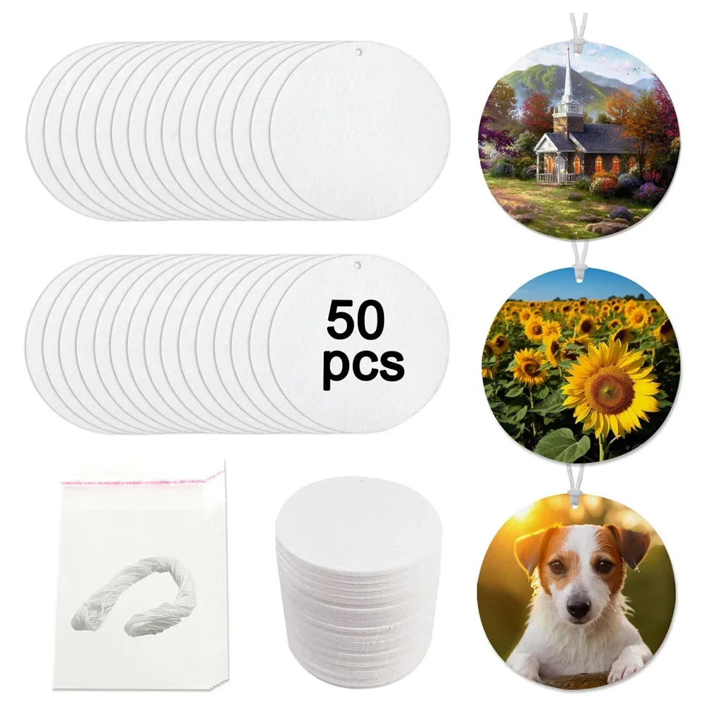 50-Pack Sublimation Blanks Air Freshner- Customizable Round Air Fresheners for Car & Home Decor