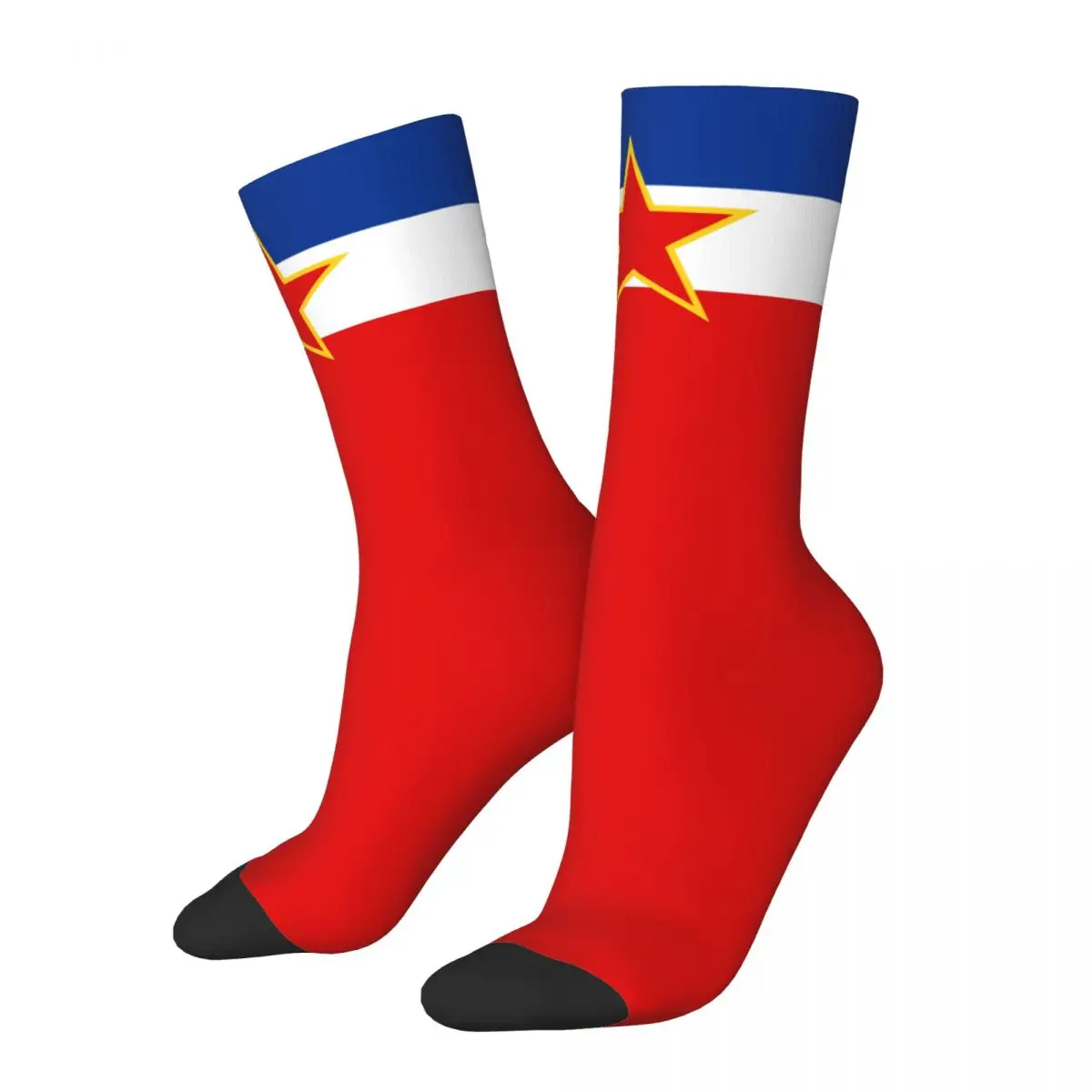 

Casual Yugoslavia Flag Skateboard Socks Polyester Middle Tube Socks for Women Men Breathable