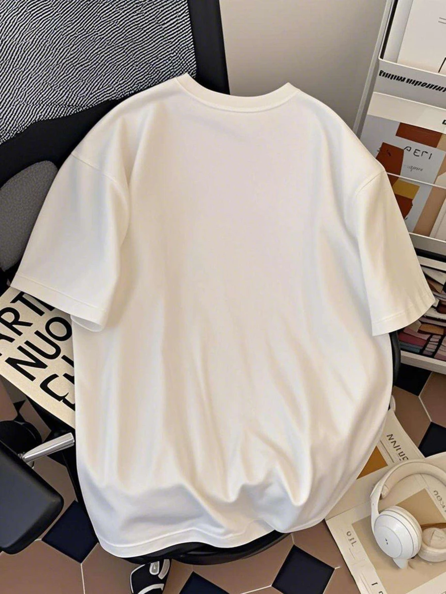 High-Quality Print Short-Sleeve Shirt in A Loose Fit, Made of Finely Combed, Designed in The Street Style for Spring and Summer