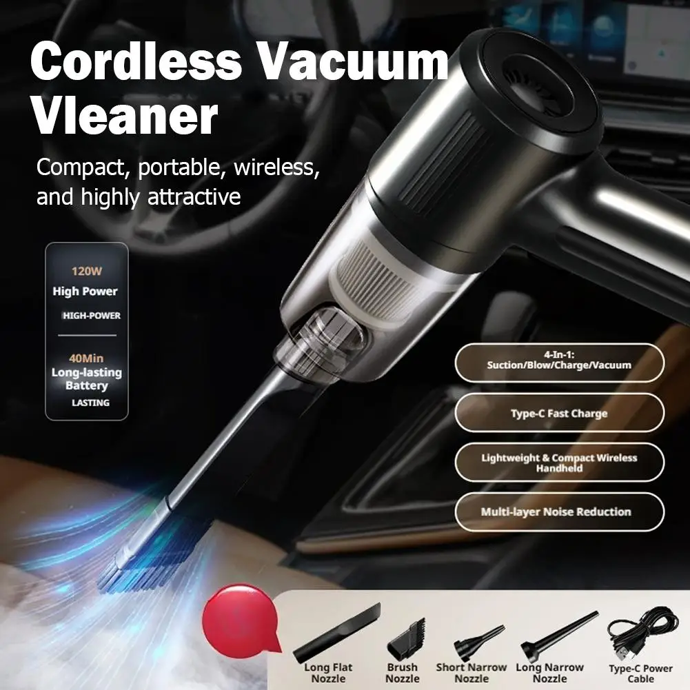

Беспроводной автомобильный пылесос 2-в-1, высокомощный, миниатюрный, портативный, с зарядкой Type-C, для всасывания и выдувания пыли, для дома, автомобиля, офиса