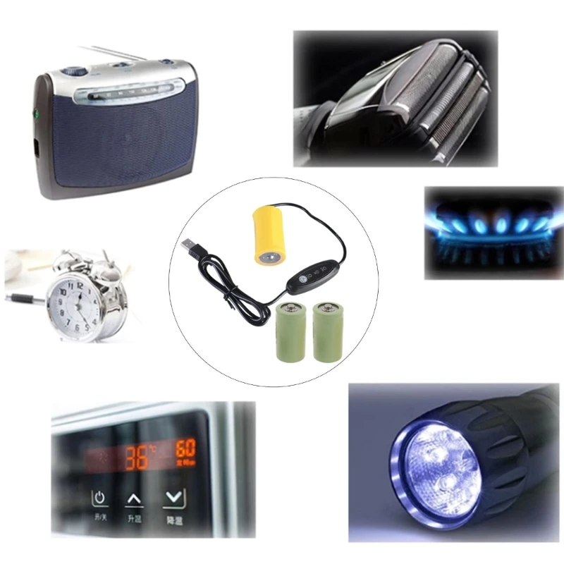 Cord Adattatore per alimentatore alimentazione USB 5 V Sostituire 1 a 3 pcs da 1,5 V Batterie D K1KF K1KF