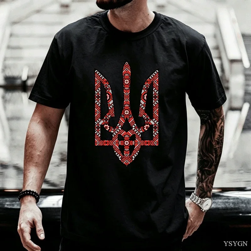 Ukraine Emblem Coat of Arms Tryzub T Shirt Men Women Harajuku Cotton Short Sleeve T-shirt Ukrainian T Shirts Man Clothes Tops