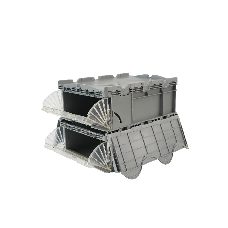 Custom-sized plastic case with lid stacking and nested mobile case turnover storage container for handbag use