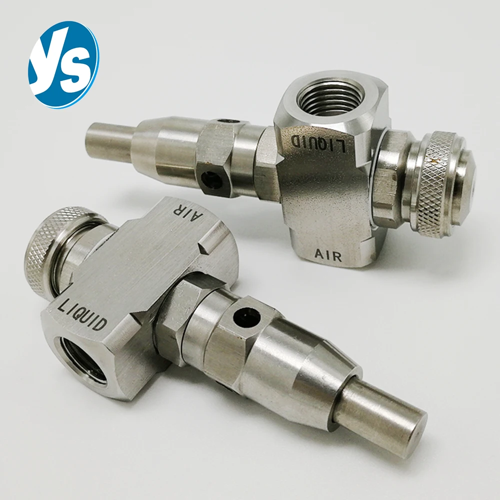 JCO Pressure Flan Fan Two-fluid Air Atomizing Nozzle Stainless Air Automatic Nozzles with Cleanout Needle