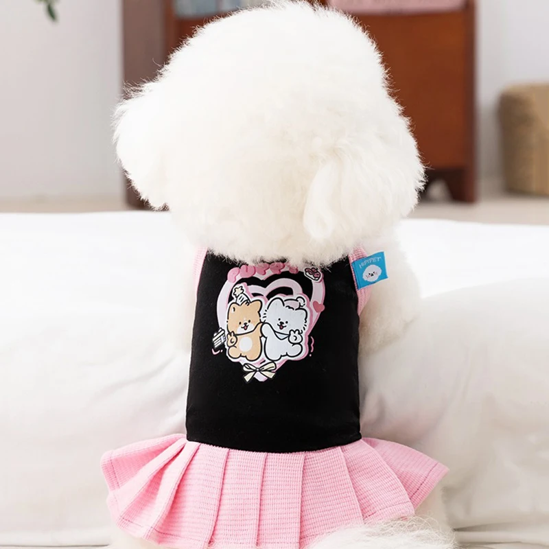 

Pink Puppy Dress Summer Animal Print Dog Clothes Thin Teddy Sling Bichon Breathable Pullover Bichon Frise Princess Skirt