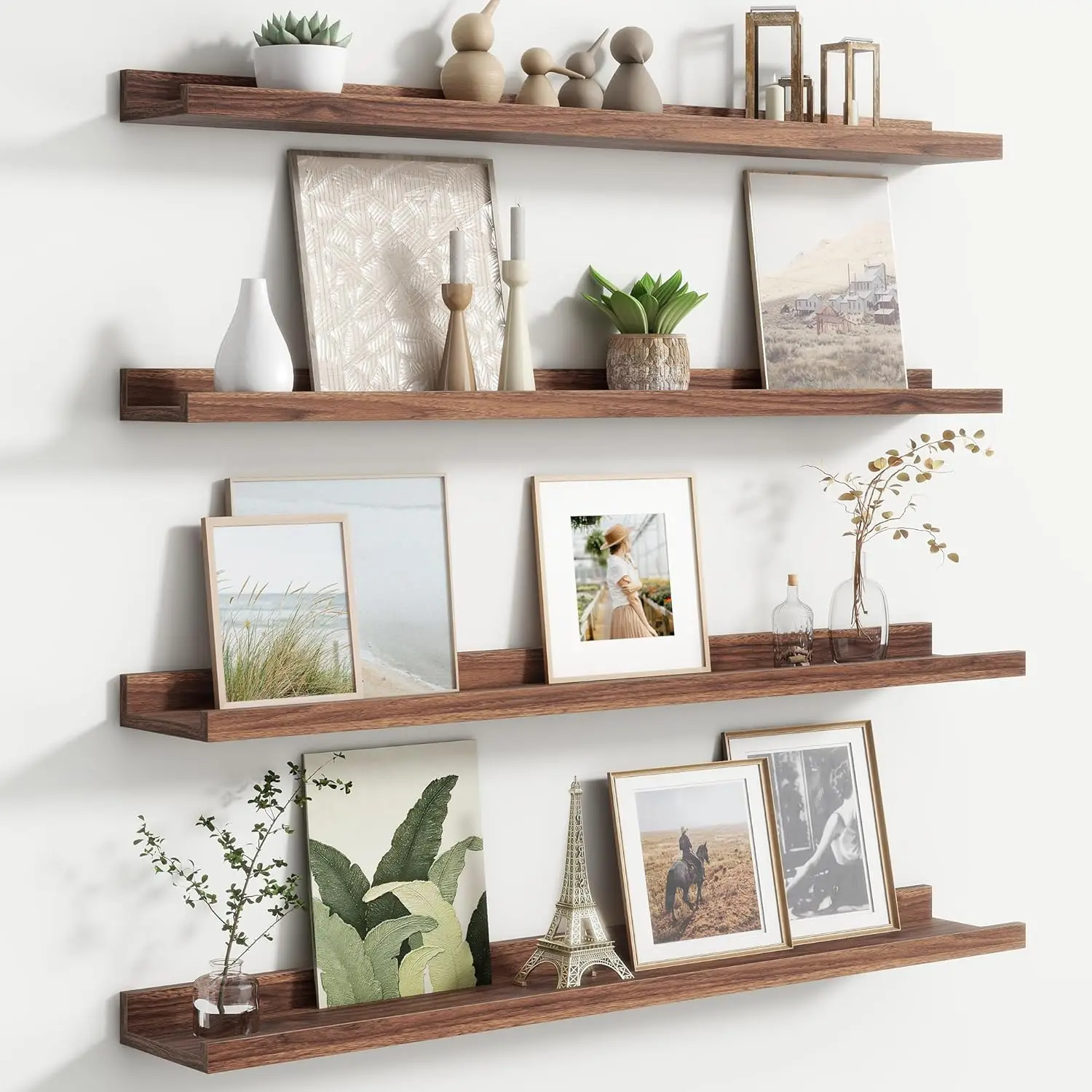 

36 Inch Wall Shelves Set of 4, Floating Ledge with Lip for Books, Toys, Decor, Living Room, Bedroom