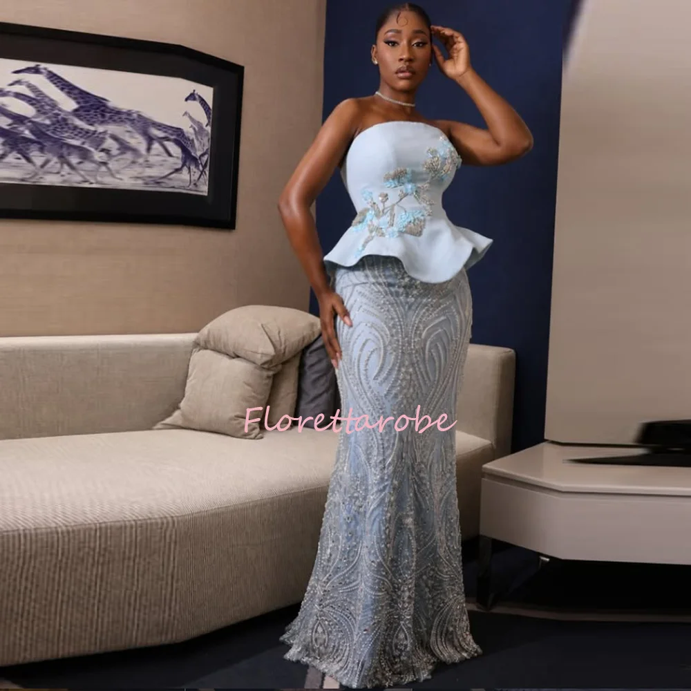 Customized Luxury Mermaid Crystals Evening Dresses for Women Dubai Saudi Vestidos De Fiesta Appliques Prom Gowns Couture