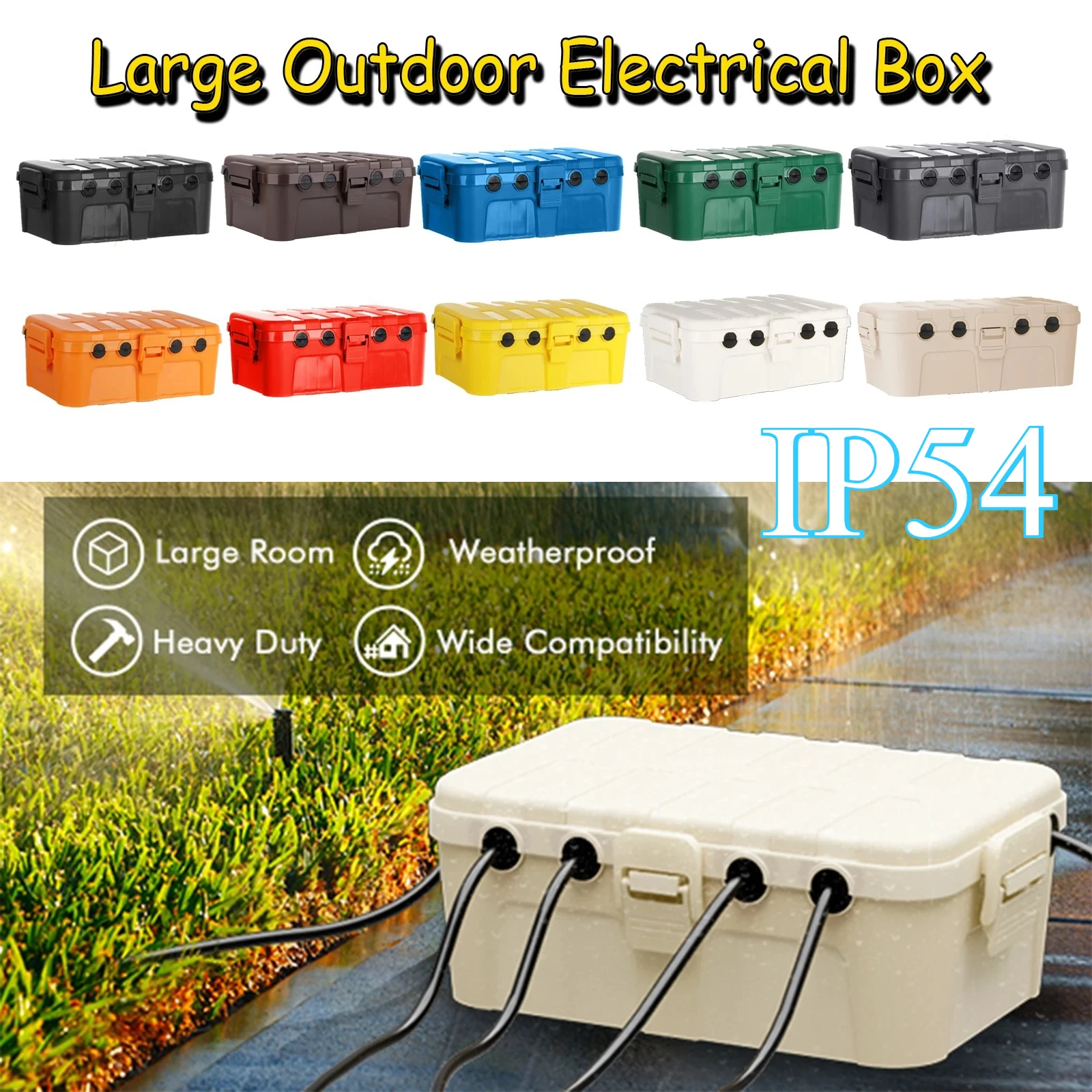 

Разноцветный большой уличный электрический короб для защиты от влаги IP54, чехол для удлинителя, розетки, садового таймера, сетевого фильтра