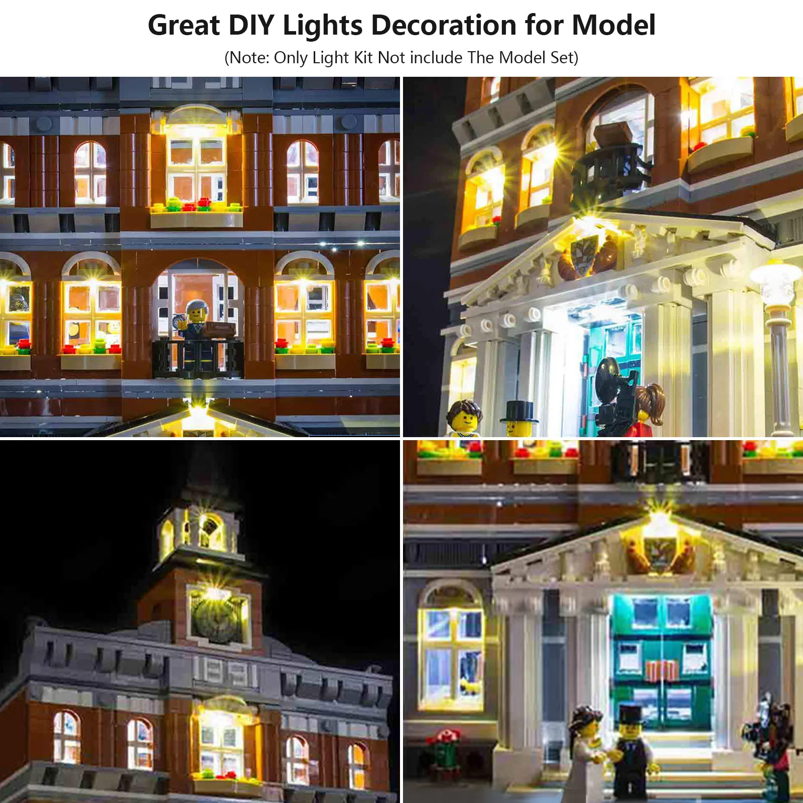 LYBMTWF éclairage LED (sans modèle) pour hall de ville 10224 illumine modulaire vos blocs de construction uniquement la lampe et la boîte à piles Bui