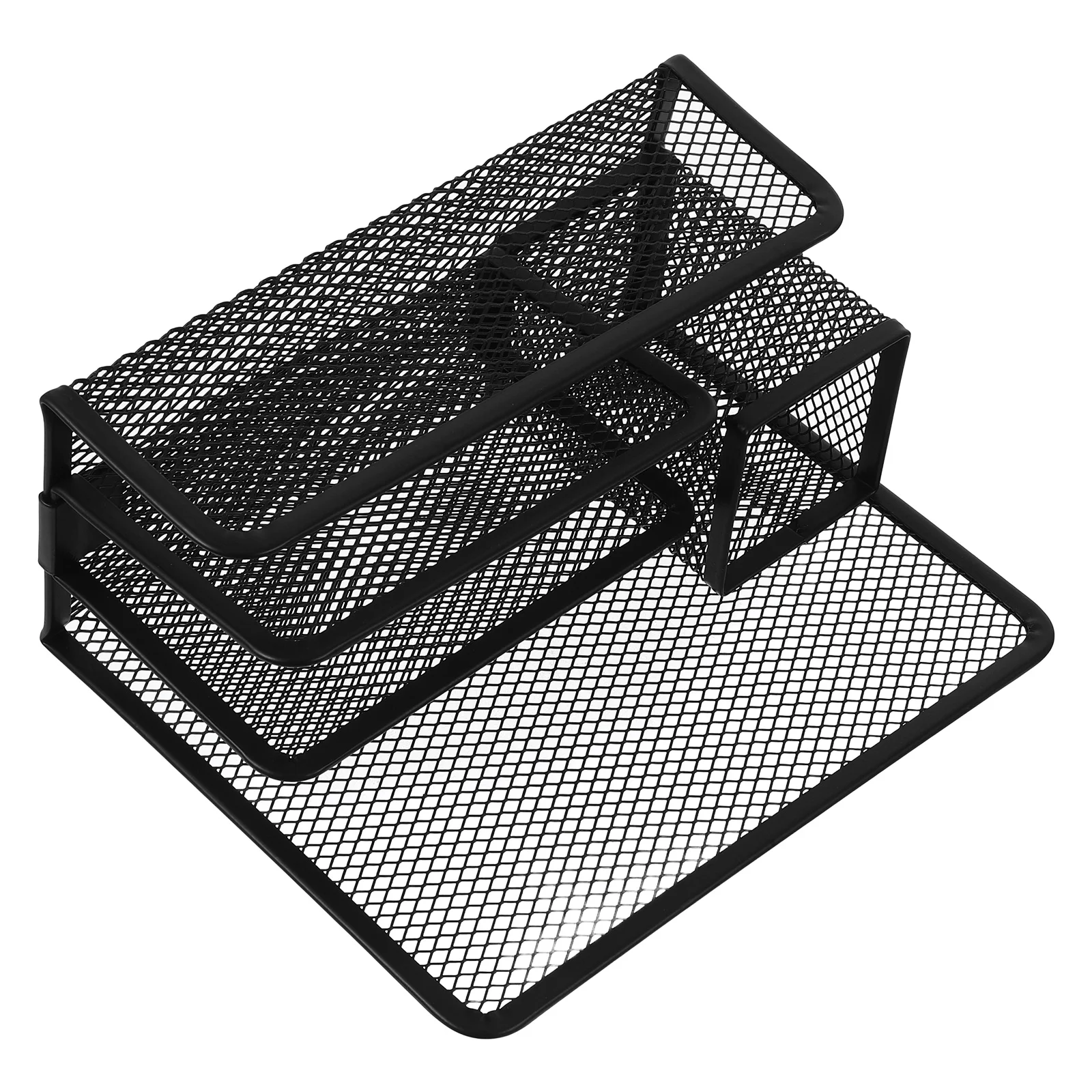 

Desktop Organizer Pen Holder File Rack Black Iron Mesh Document Letter Sorter Folder Envelope Mail Pencil Cup