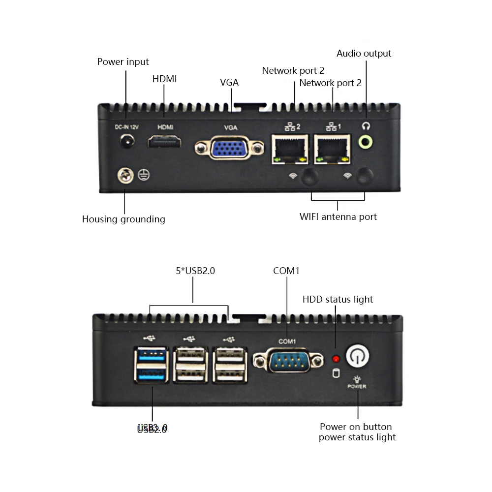 EIP MFC-1003 Fanless Mini PC Industrial Computer Intel Celeron J1800 Dual RS232 DDR3 WiFi 3G/4G OS Compatible Win7/8/10/Linux
