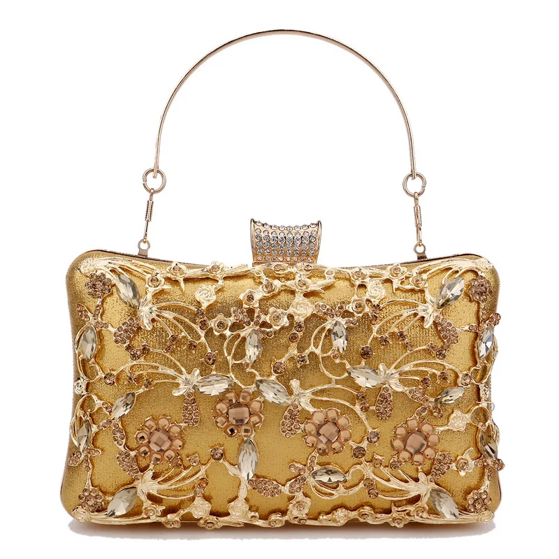 Borse da sera da donna in stile scavato pochette da festa di nozze con paillettes borsa da donna con tracolla a catena piccola