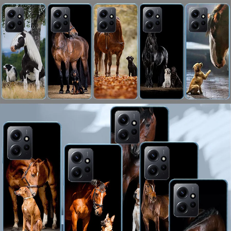 Domineering Cool Horses And Dogs Case For Xiaomi Redmi Note 12 11 Pro Plus 12S 11E 11T 11S 10 10S Phone  9 9S 9T 8 8T Pro 7 6 5