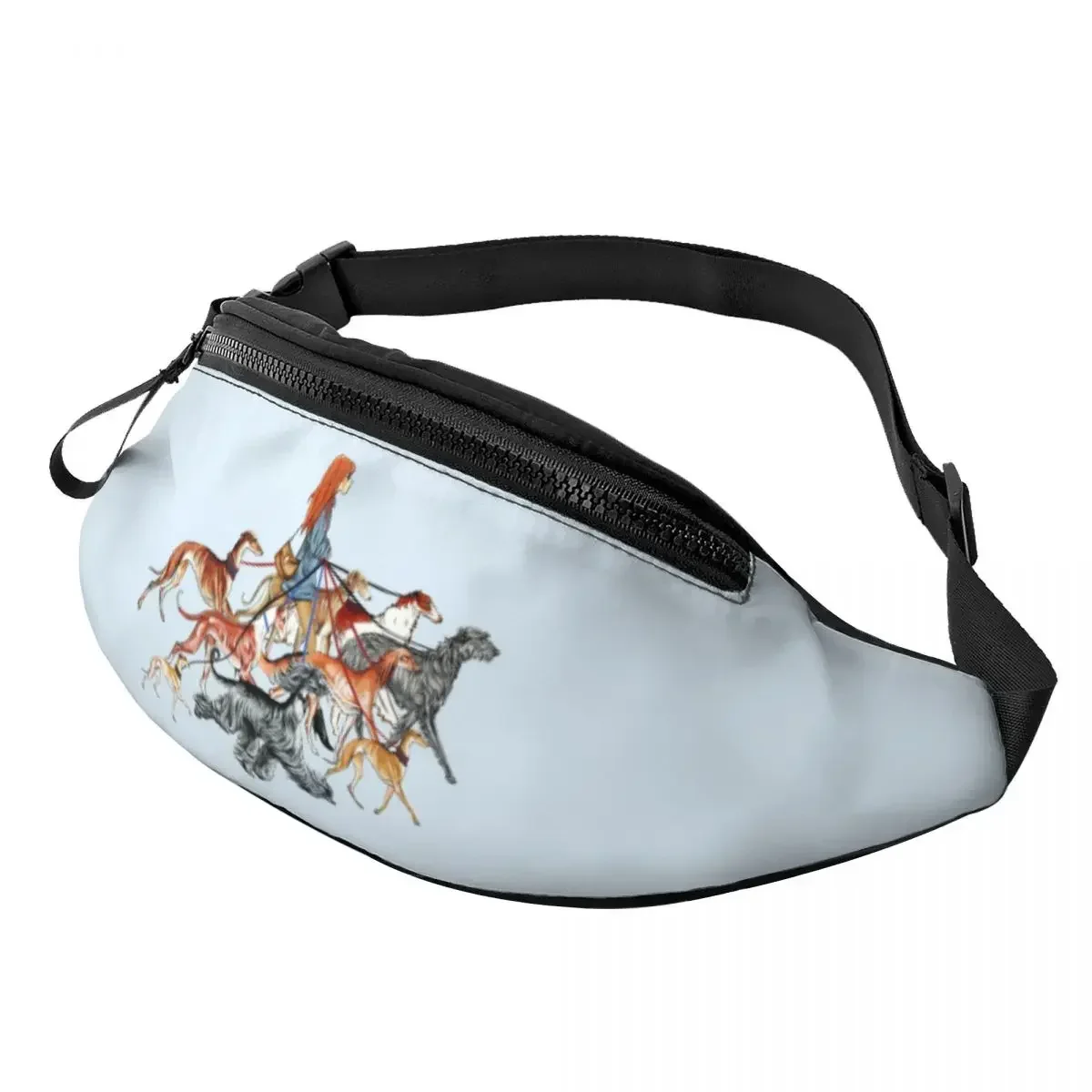

Walking The Sighthounds Fanny Pack Men Women Casual Greyhound Whipppet Dog Crossbody Waist Bag for Cycling Phone Money Pouch