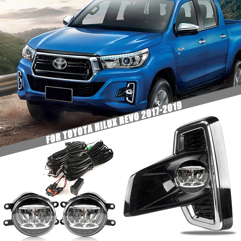 

Front Bumper Fog Lamp Upgrade Kit FOR Toyota Hilux REVO ROCCO 2017 2018 2019 Version Additional Foglight Set Switch + Wiring