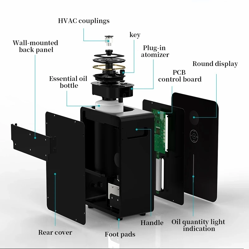 Máquina do perfume do ambientador do difusor do aroma, ³ 3000 m³, controle do telefone do App, temporizador, óleos essenciais, ATAC, coberta home, hotel