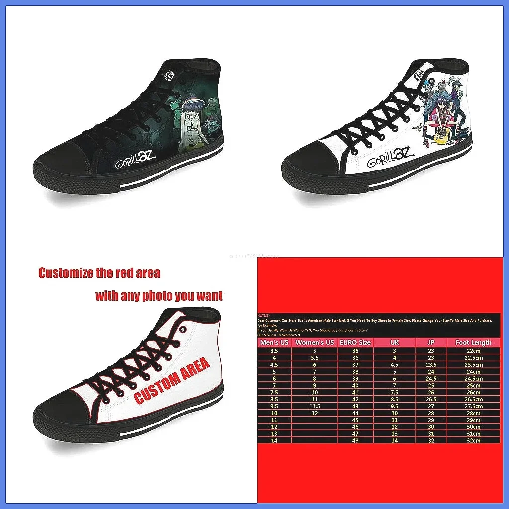 Custom High Top Canvas Sneakers for Adults, Cartoon Game Fashion Lace-Up Couple Shoes