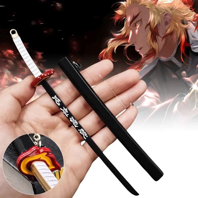 17cm Demon Slayer Katana Anime Kimetsu No Yaiba Metal Small Sword Ninja Knife Real Size Japanese Katana Samurai Sabre Kid Toy